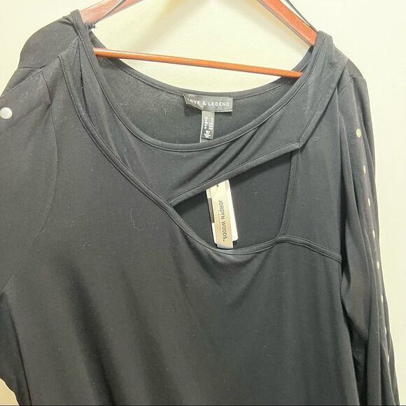 Addition Elle Love & Legend Black Long Sleeve Button Detail Keyhole Cutout NWT - Picture 3 of 9